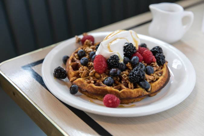 Inside NYC’s Healthful Restaurant Cafe Clover, and Our Favorite Brunch Recipes: sweet potato waffles
