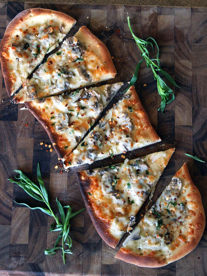 cut up slices of pizza