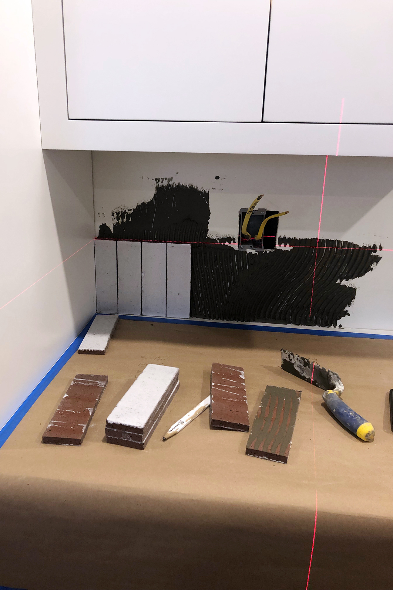 backsplash being installed