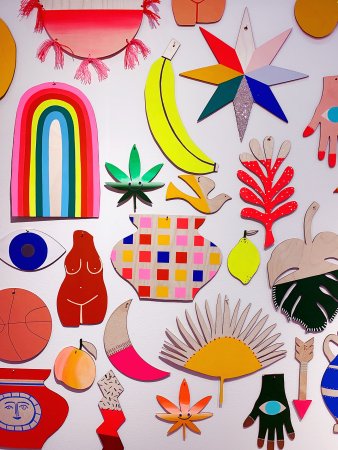 colorful wooden wall art