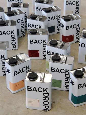 paint cans on the floor