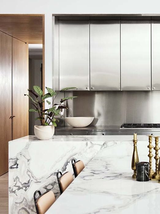 steel and white kitchen