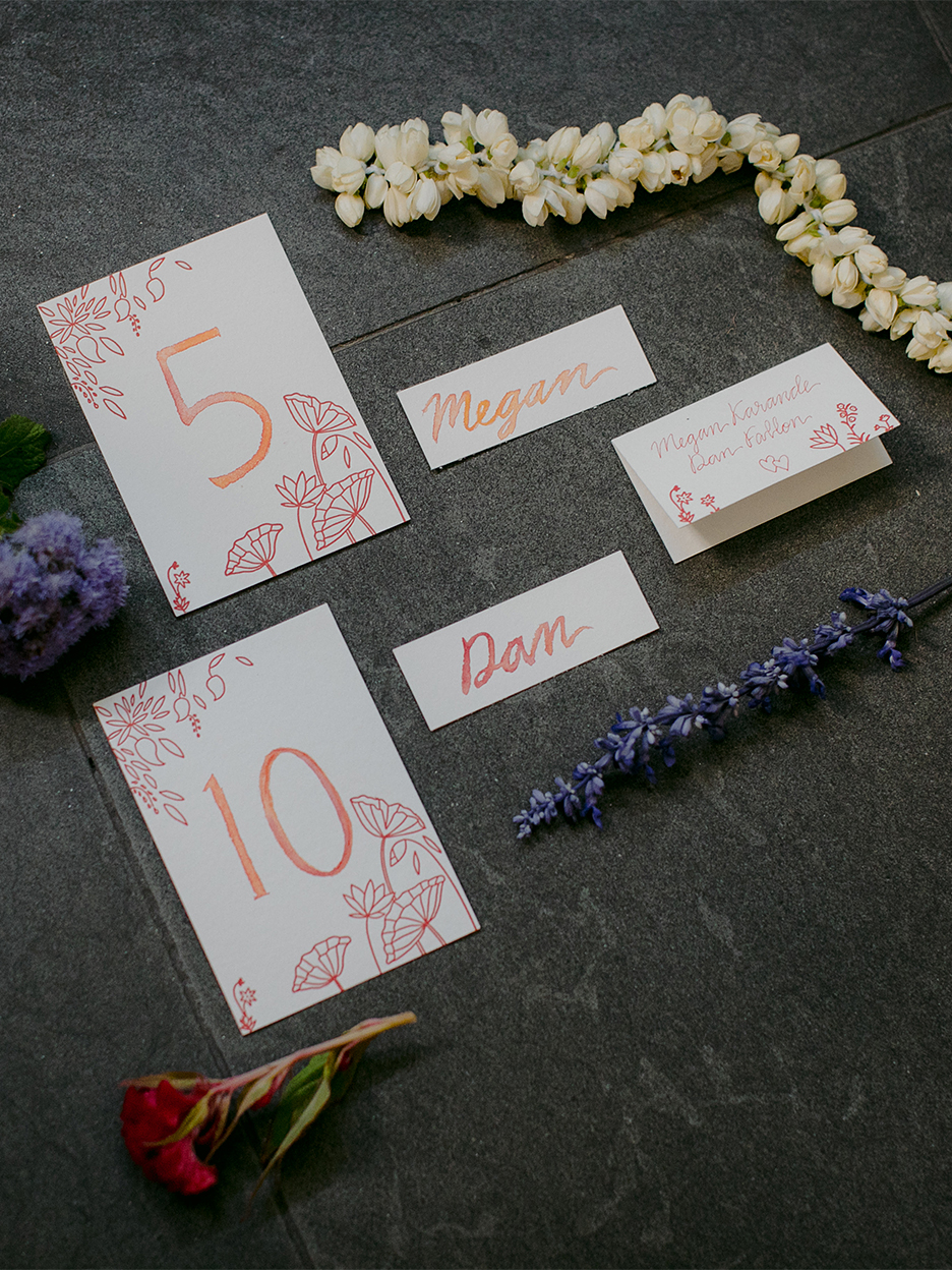 orange and white stationery