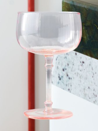 Collage featuring a pink coupe glass