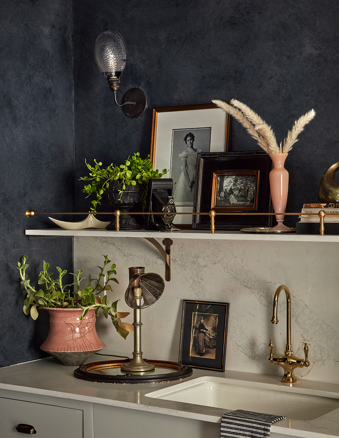 Marble Kitchen and Gray walls