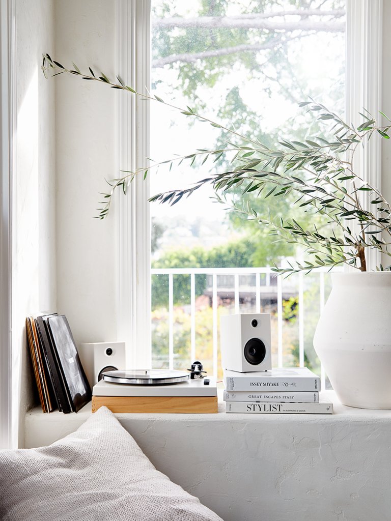 record player in window