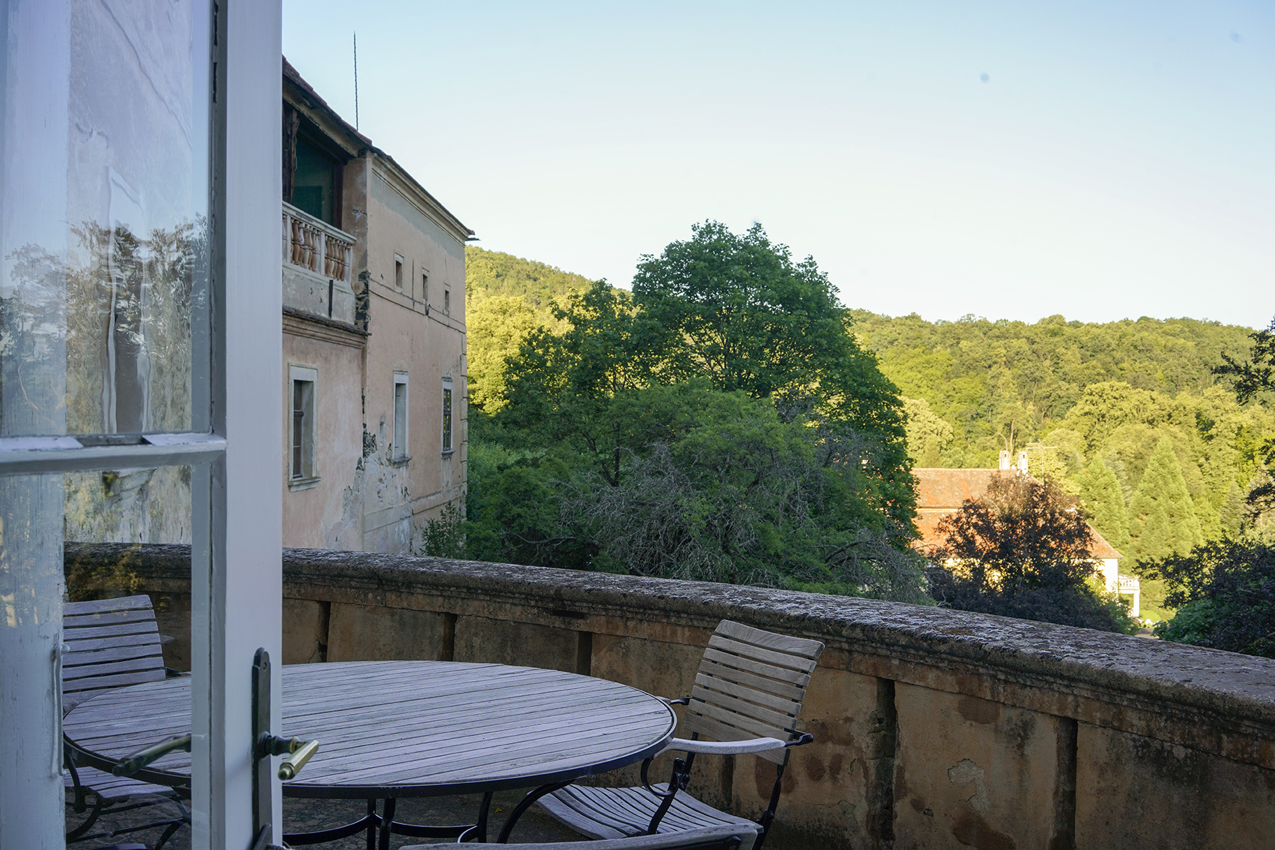table on balcony