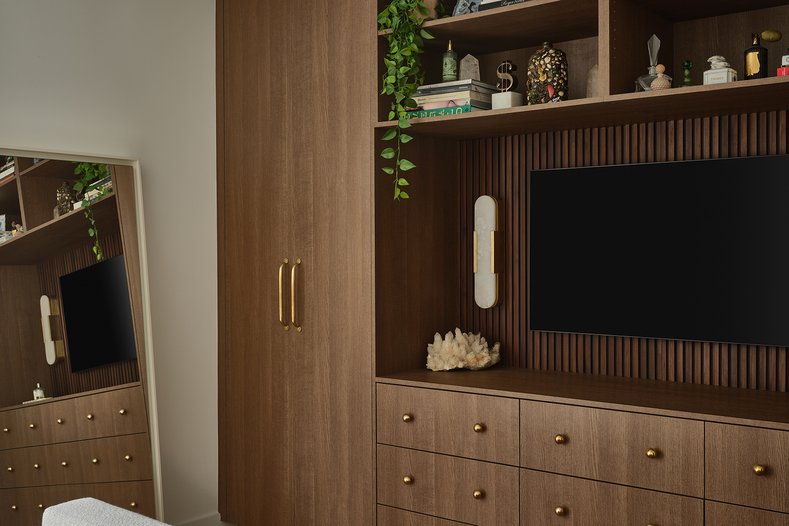 walnut bedroom builtins