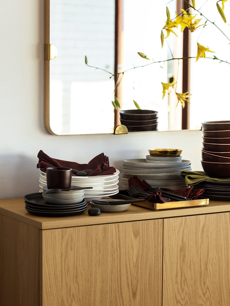 plates on credenza