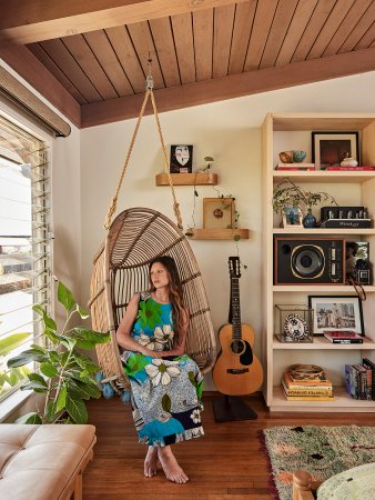 woman in swing chair